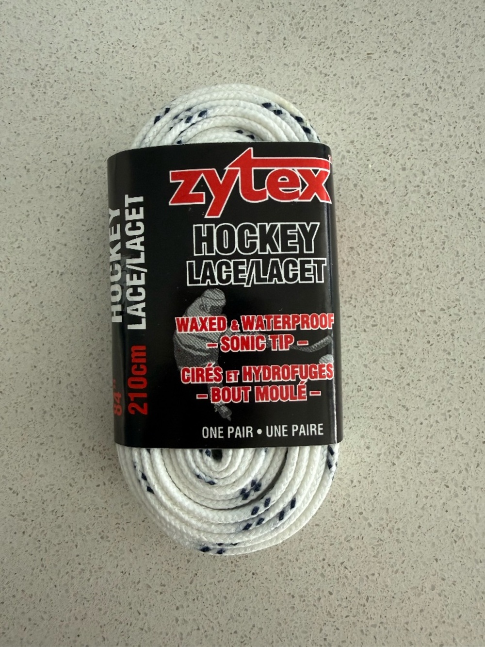 NWT Zytex Waxed Hockey Skate Laces 84” (210 cm) White with Blue Specks | New